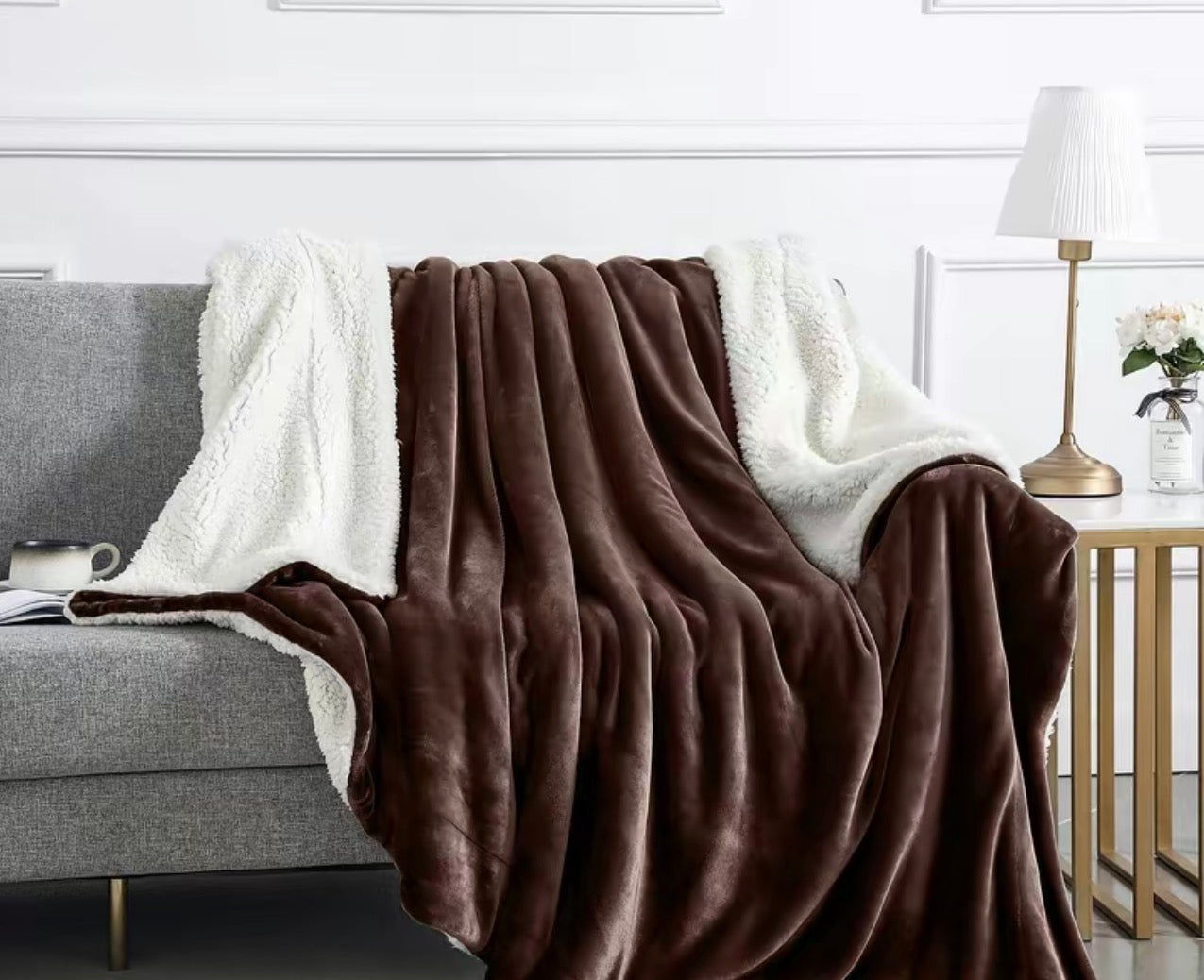 Luxury Sherpa Fleece Throw Blanket | Dual-Layer Plush Comfort